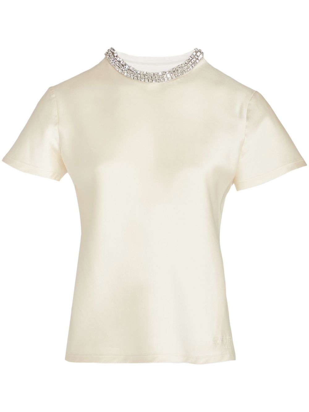 Giambattista Valli crystal-embellished neck t-shirt - Neutrals von Giambattista Valli