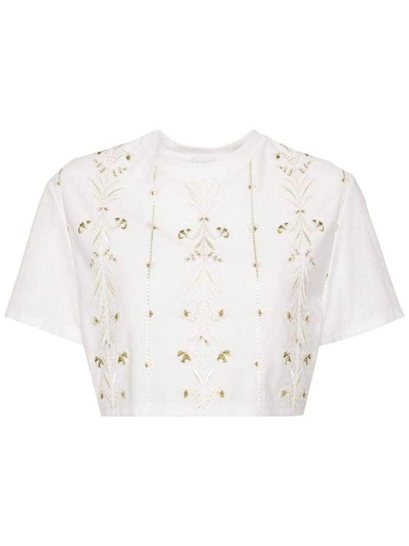 Giambattista Valli embroidered cotton croped top - White von Giambattista Valli