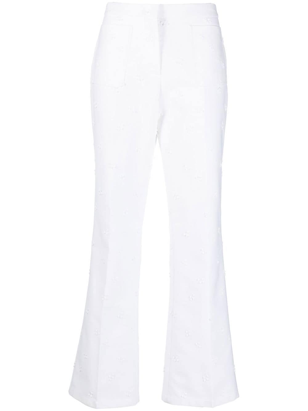 Giambattista Valli embroidered wide-leg trousers - White von Giambattista Valli