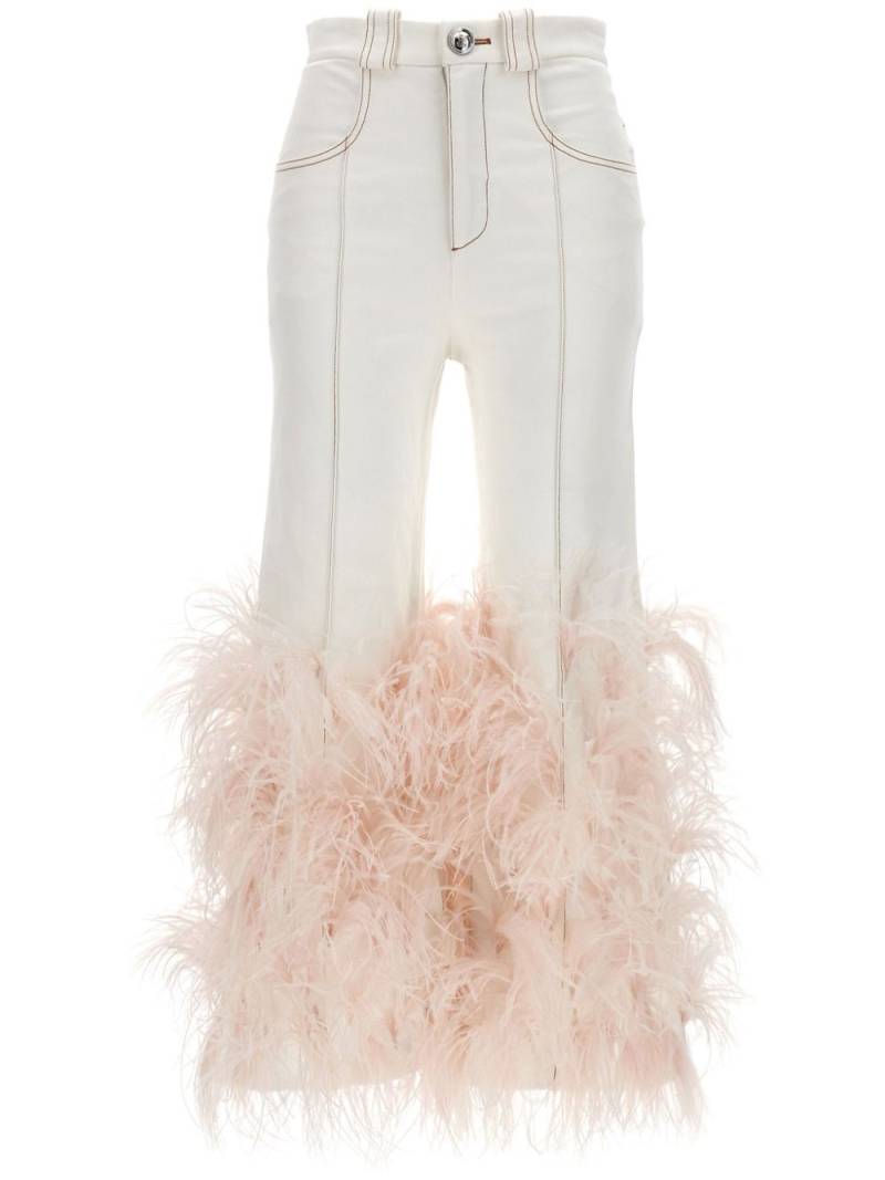 Giambattista Valli feather-trim jeans - White von Giambattista Valli