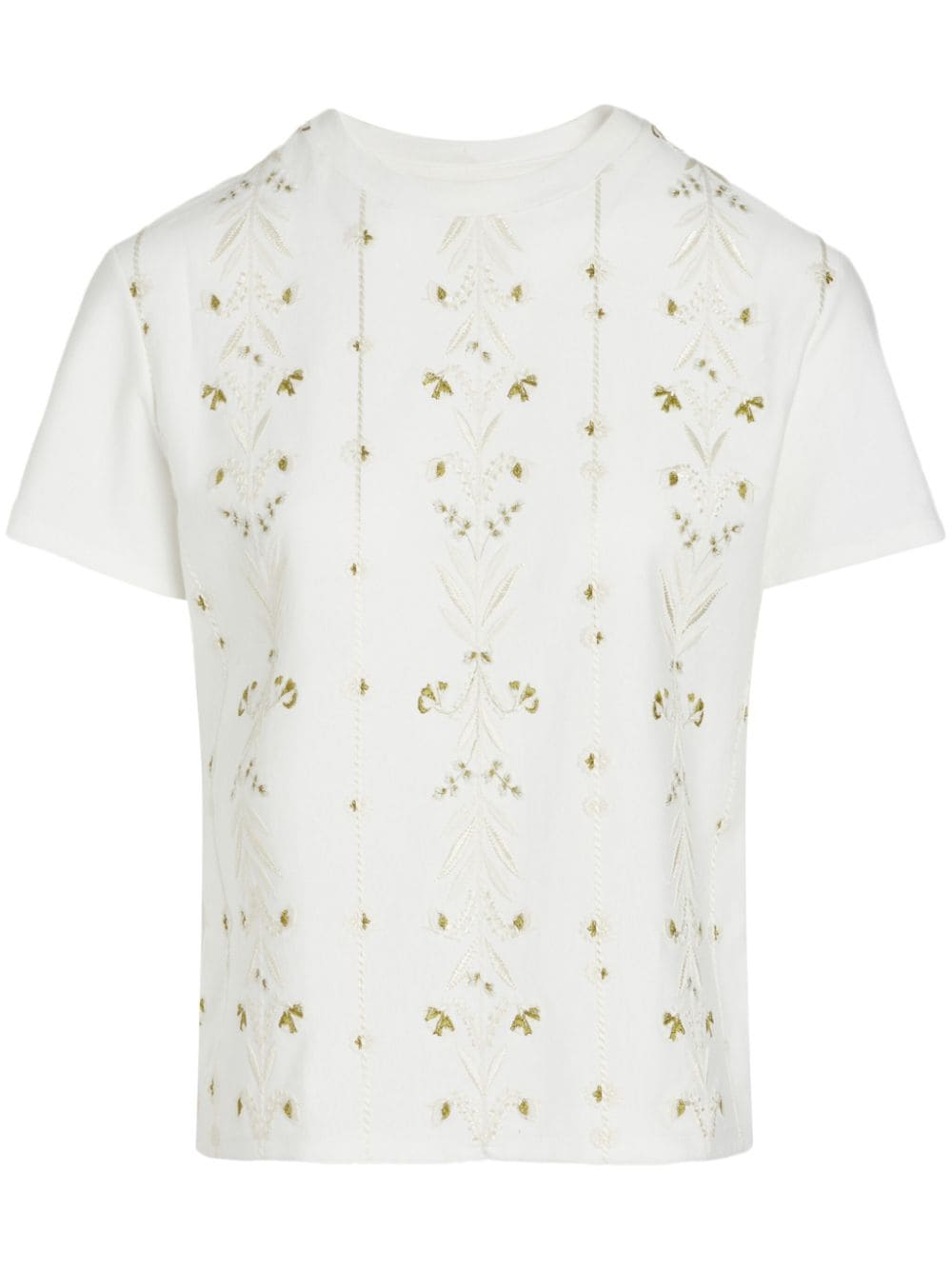 Giambattista Valli floral-embroidered cotton T-shirt - White von Giambattista Valli