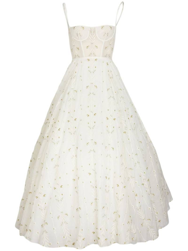 Giambattista Valli floral-embroidered flared gown - White von Giambattista Valli