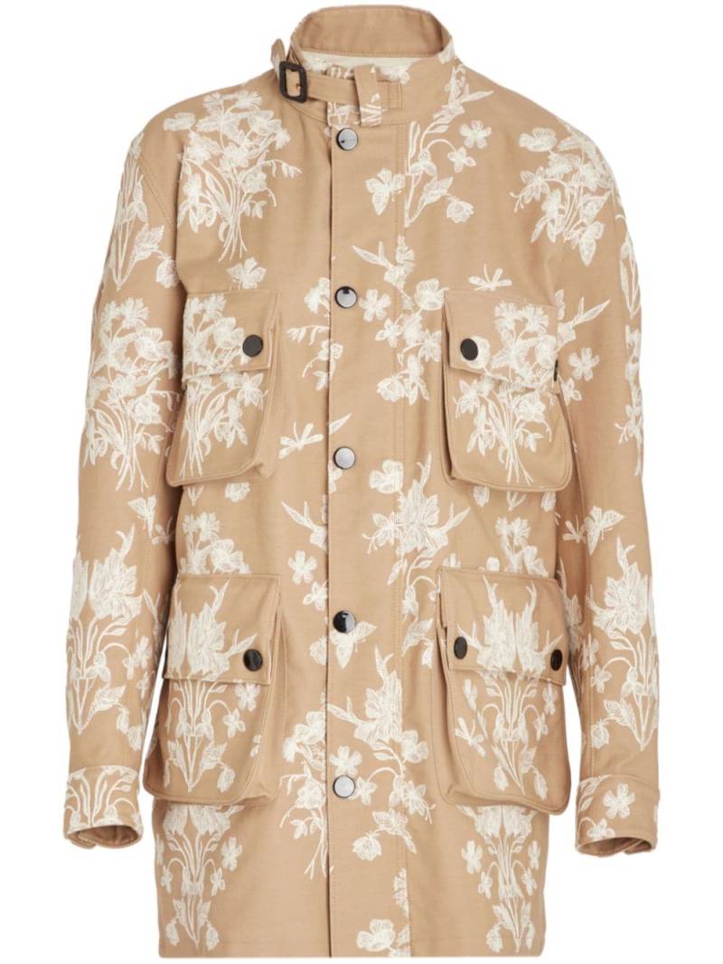 Giambattista Valli floral-embroidered parka - Neutrals von Giambattista Valli