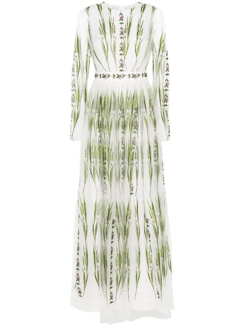 Giambattista Valli floral-embroidered tulle dress - Neutrals von Giambattista Valli