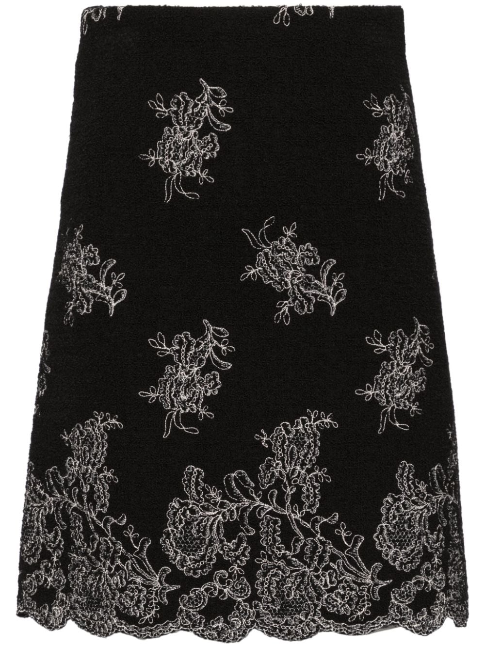 Giambattista Valli floral-embroidered tweed skirt - Black von Giambattista Valli