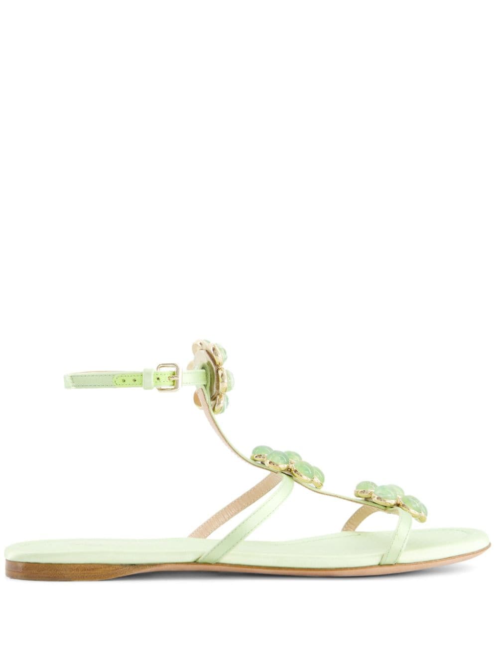 Giambattista Valli flower-detailing leather sandals - Green von Giambattista Valli