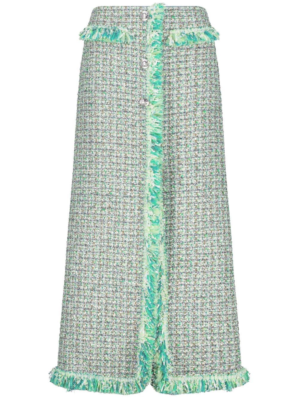 Giambattista Valli frayed-detail tweed skirt - Green von Giambattista Valli