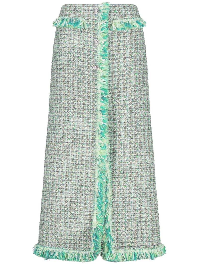 Giambattista Valli frayed-detail tweed skirt - Green von Giambattista Valli