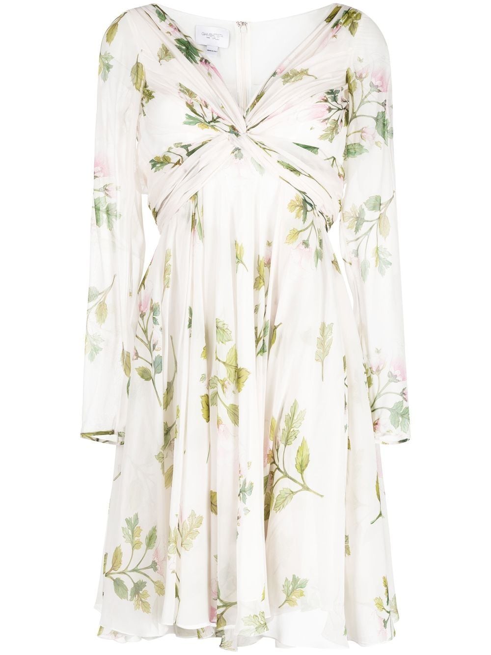 Giambattista Valli gathered floral-print silk dress - White von Giambattista Valli