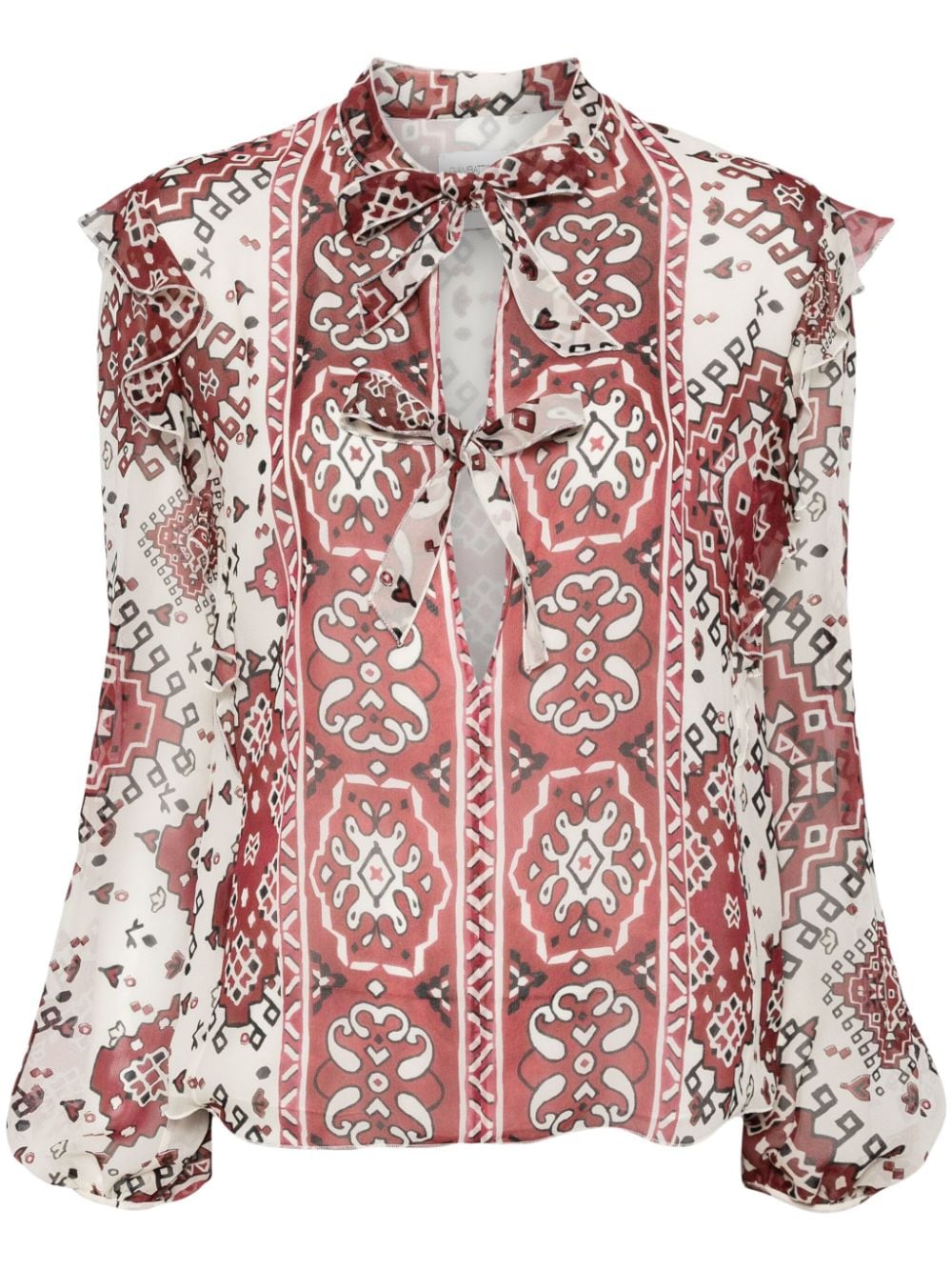 Giambattista Valli graphic-print silk blouse - Red von Giambattista Valli