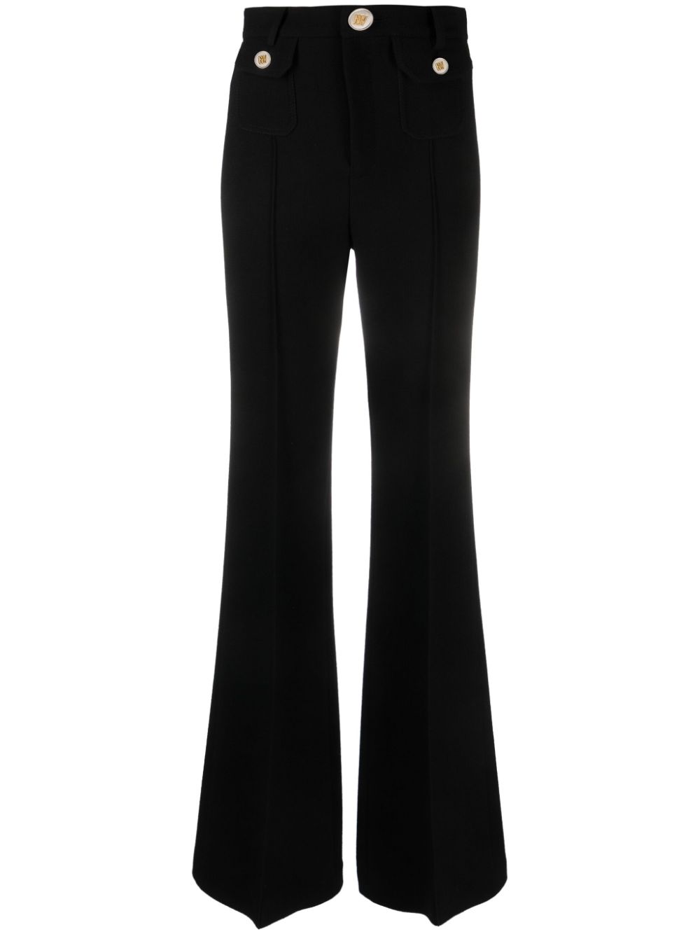 Giambattista Valli logo-embossed button flared trousers - Black von Giambattista Valli