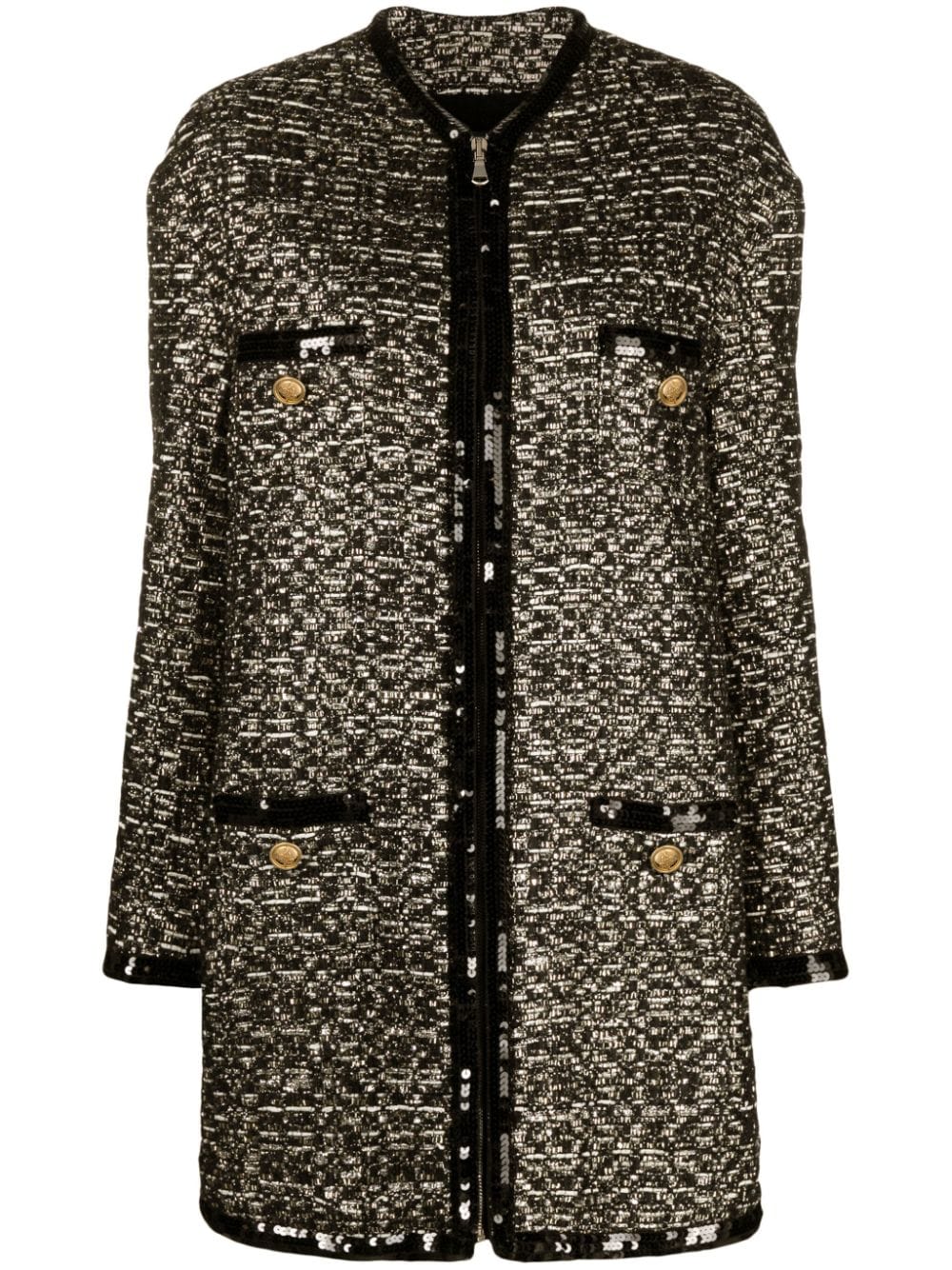 Giambattista Valli metallic-thread tweed midi coat - Black von Giambattista Valli