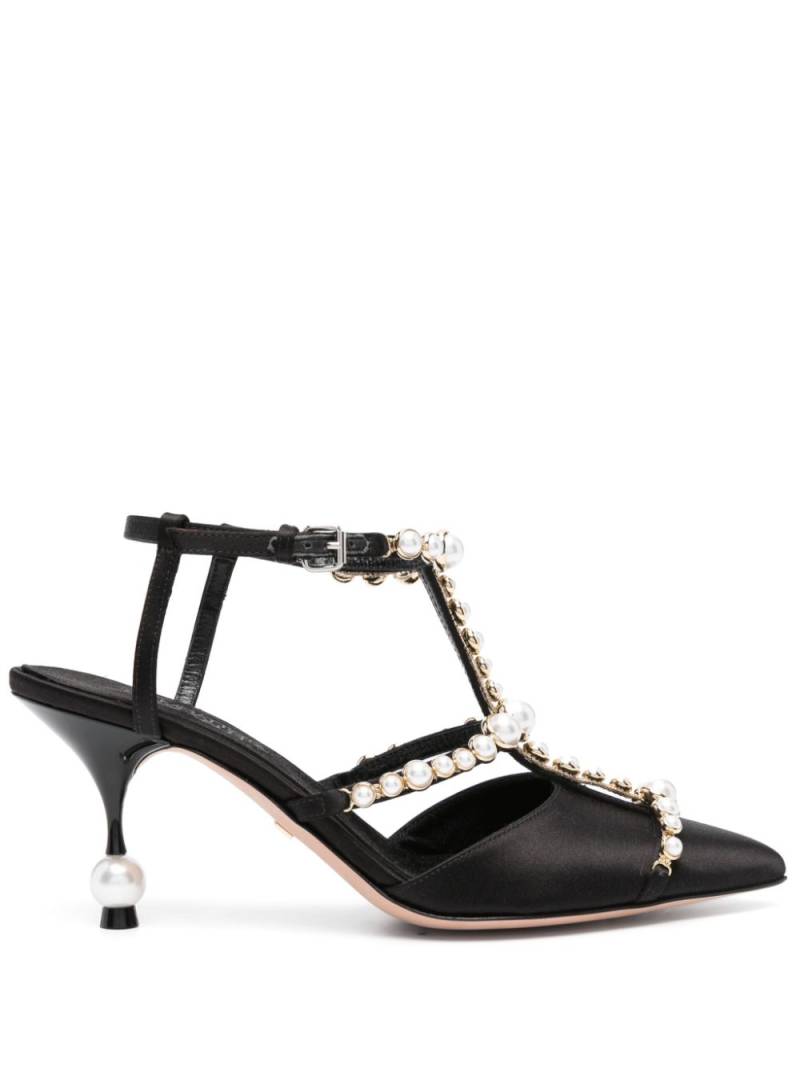 Giambattista Valli pearl-detail satin 85mm pumps - Black von Giambattista Valli