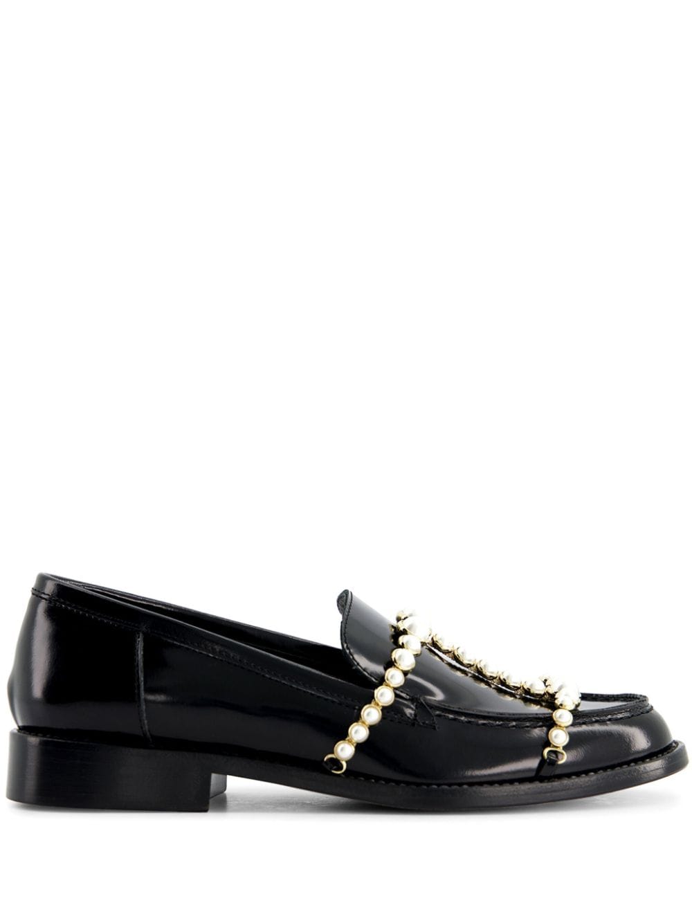 Giambattista Valli pearl-embellished leather loafers - Black von Giambattista Valli