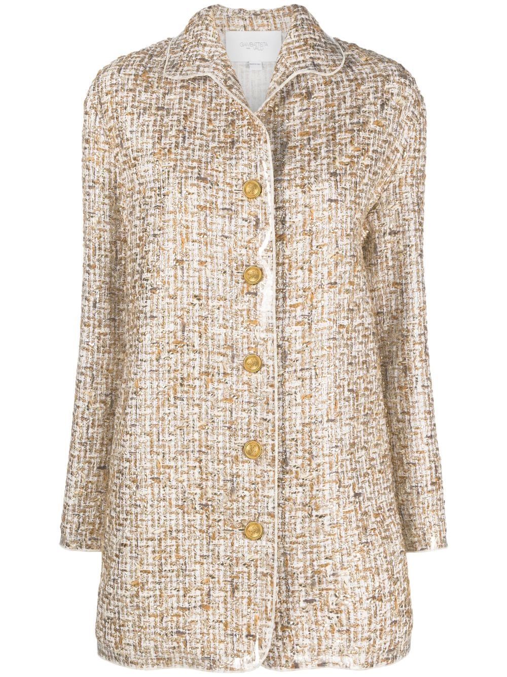 Giambattista Valli single-breasted tweed coat - Neutrals von Giambattista Valli