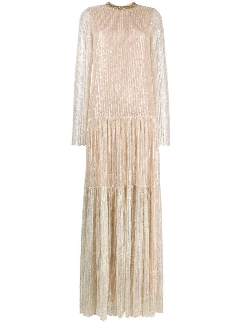 Giambattista Valli tiered sequinned gown - Neutrals von Giambattista Valli