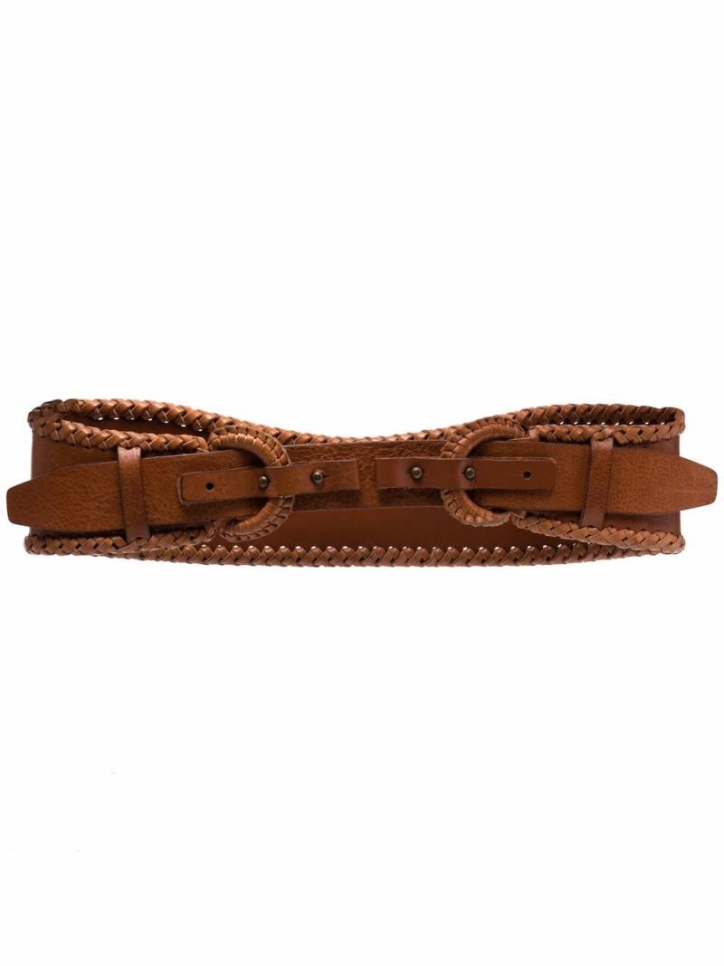 Gianfranco Ferré Pre-Owned 1990s braided edge double-buckled leather belt - Brown von Gianfranco Ferré Pre-Owned