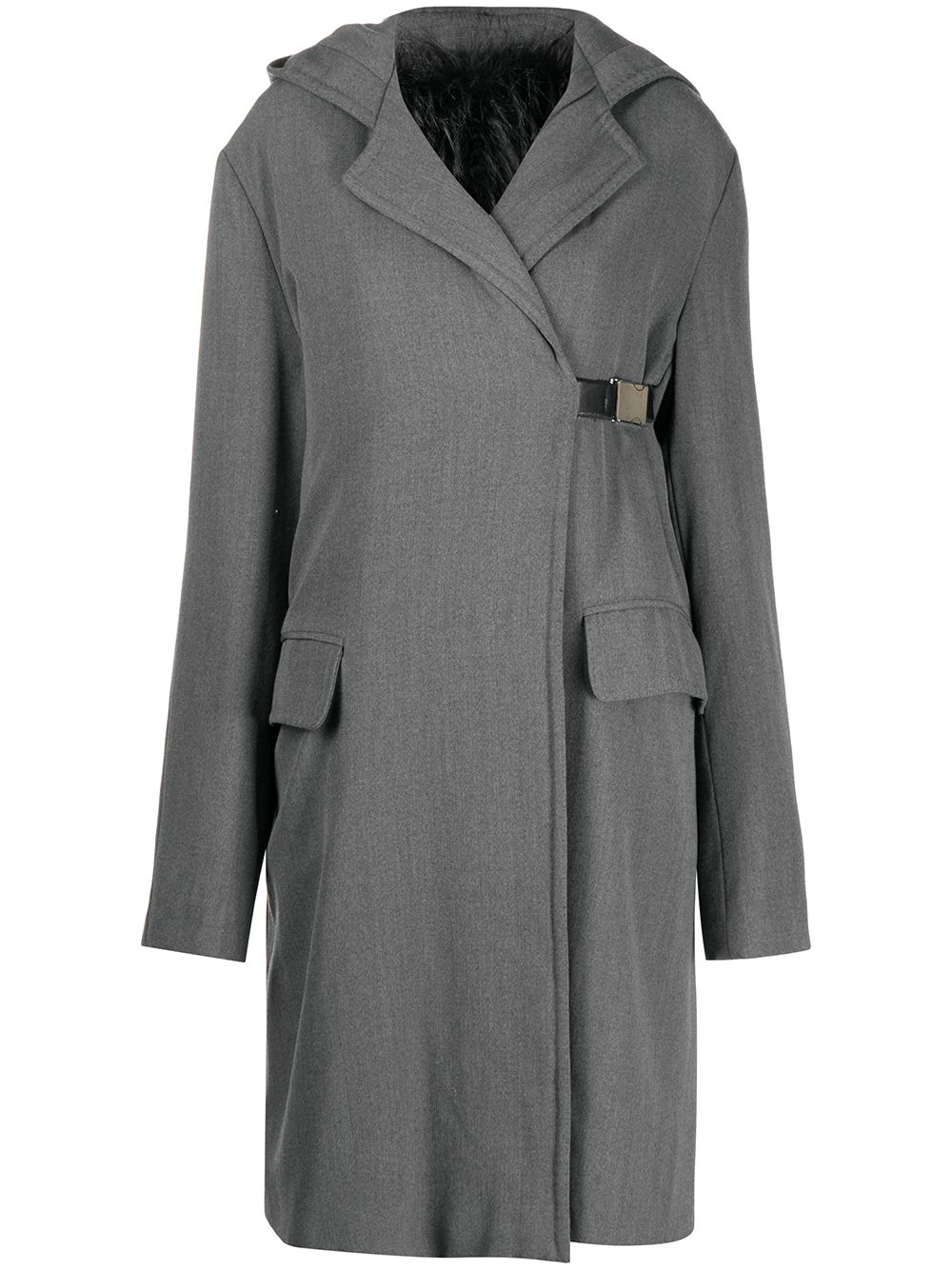 Gianfranco Ferré Pre-Owned 1990s hooded knee-length coat - Grey von Gianfranco Ferré Pre-Owned