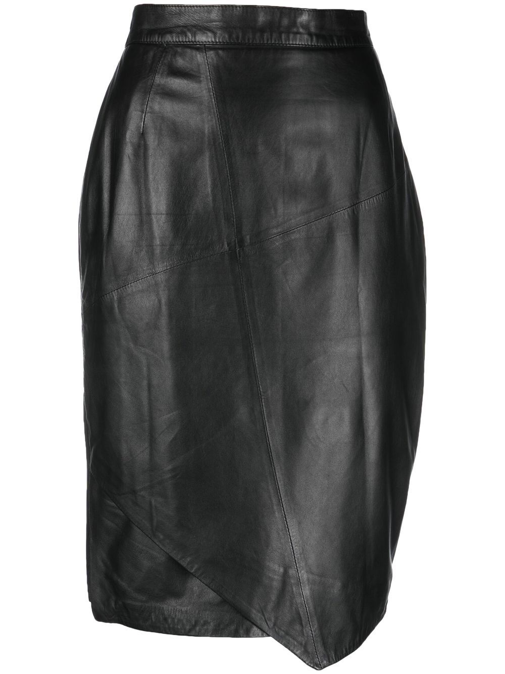 Gianfranco Ferré Pre-Owned 1990s layered leather pencil skirt - Black von Gianfranco Ferré Pre-Owned