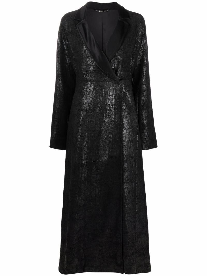 Gianfranco Ferré Pre-Owned 1990s metallic finish long coat - Black von Gianfranco Ferré Pre-Owned