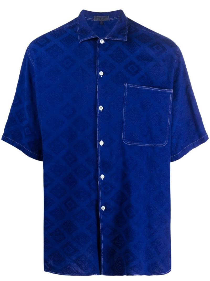 Gianfranco Ferré Pre-Owned 1990s patterned-jacquard short-sleeved shirt - Blue von Gianfranco Ferré Pre-Owned