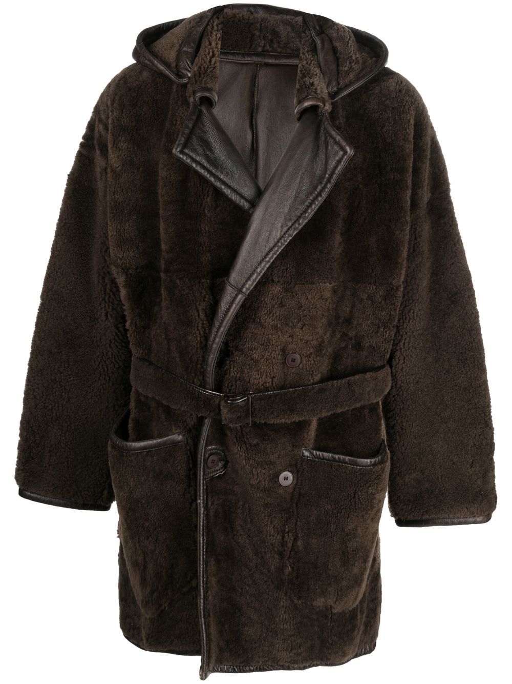 Gianfranco Ferré Pre-Owned 1990s shearling hooded coat - Brown von Gianfranco Ferré Pre-Owned