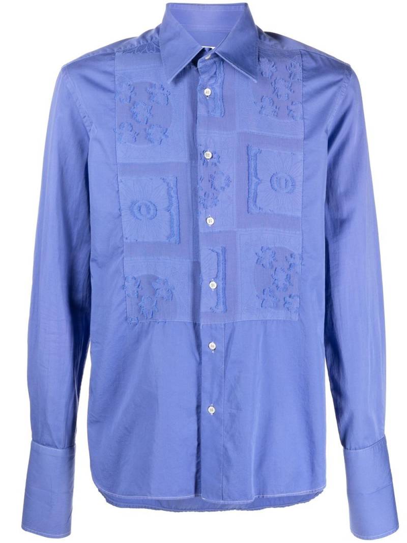 Gianfranco Ferré Pre-Owned 2000s embroidered patches shirt - Blue von Gianfranco Ferré Pre-Owned