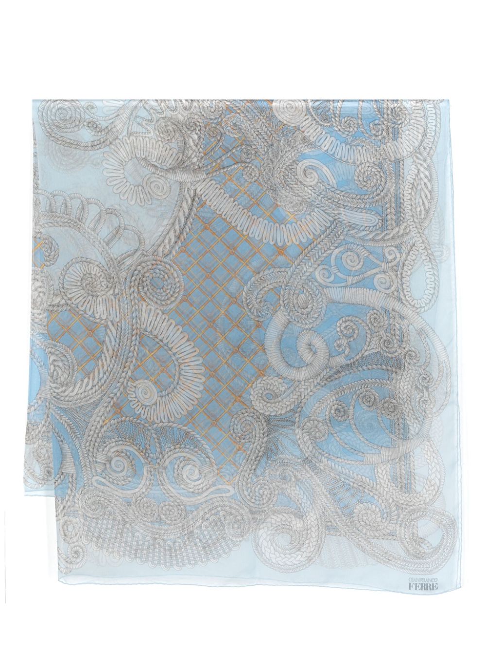 Gianfranco Ferré Pre-Owned rope-print silk scarf - Blue von Gianfranco Ferré Pre-Owned