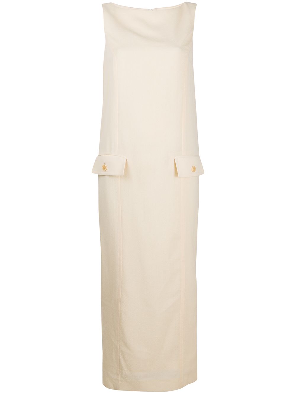 Gianfranco Ferré Pre-Owned slash neck maxi dress - Neutrals von Gianfranco Ferré Pre-Owned