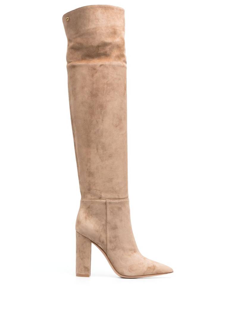 Gianvito Rossi 105mm pointed suede boots - Neutrals von Gianvito Rossi