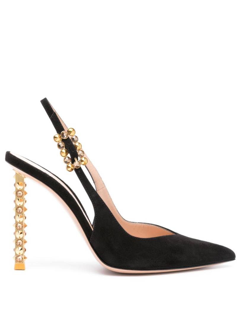 Gianvito Rossi 110mm studded-heel slingback pumps - Black von Gianvito Rossi