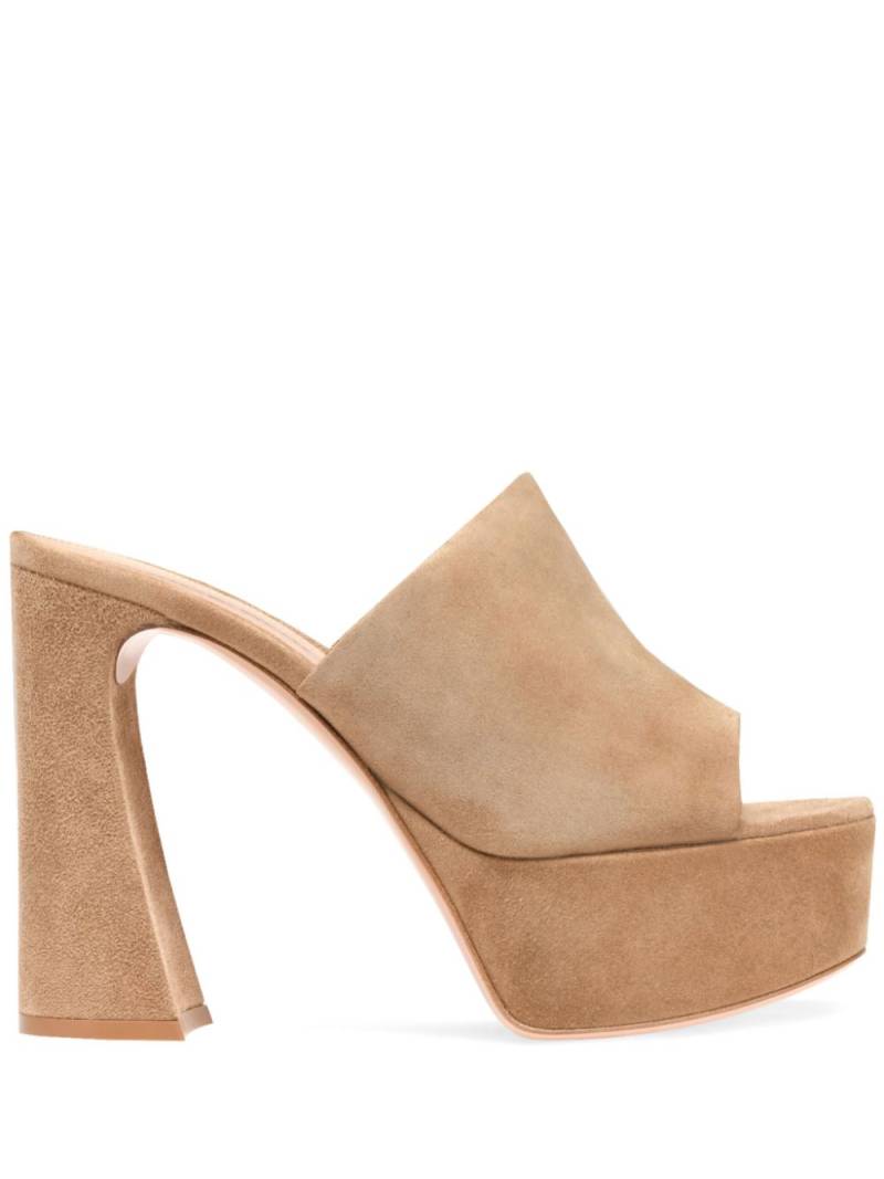 Gianvito Rossi 125mm Holly platform mules - Neutrals von Gianvito Rossi