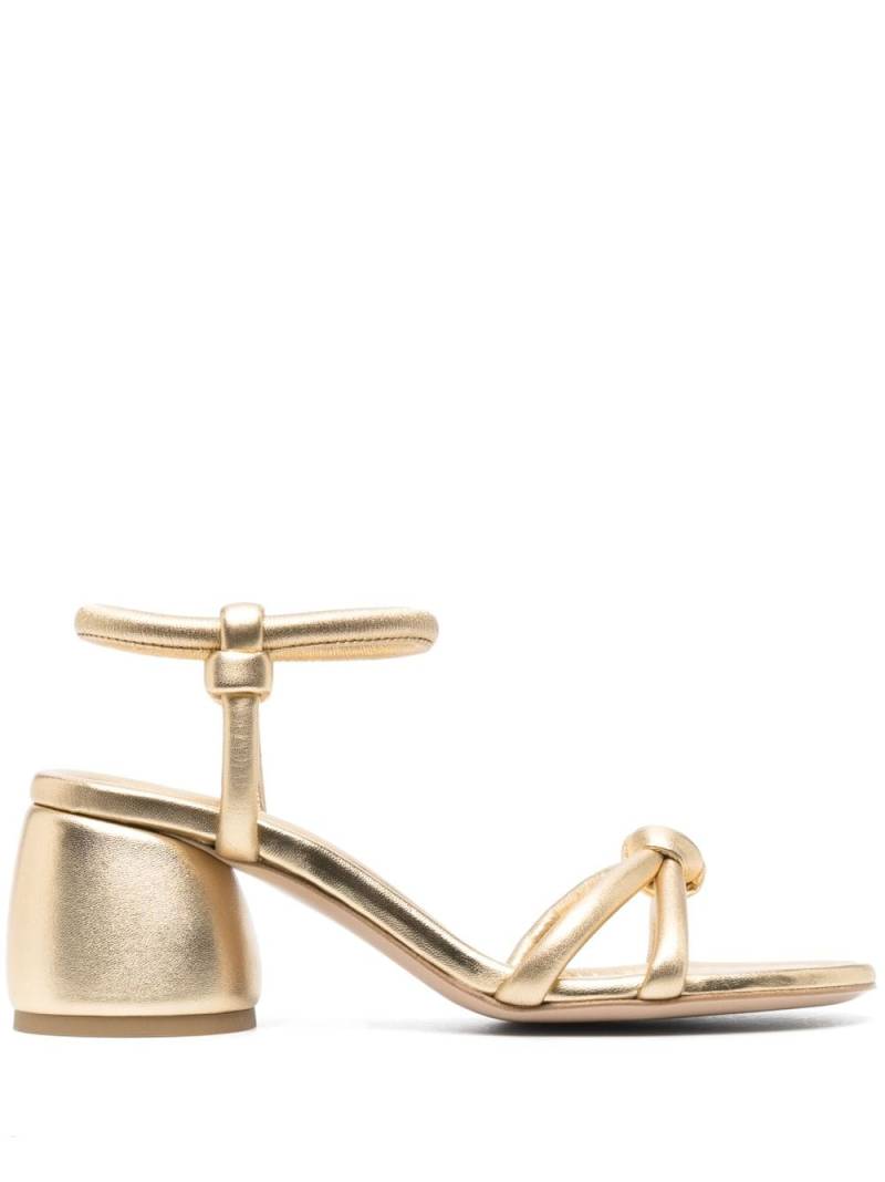 Gianvito Rossi 70mm metallic-effect leather sandals - Gold von Gianvito Rossi