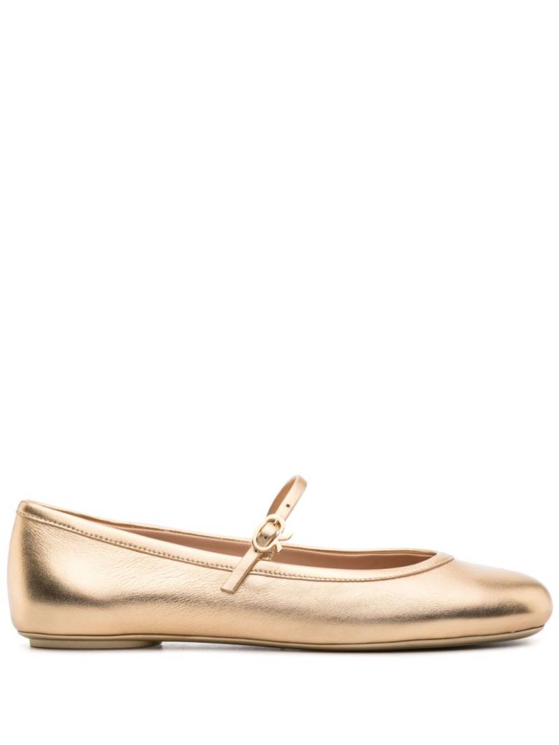 Gianvito Rossi Carla buckled ballerina shoes - Gold von Gianvito Rossi