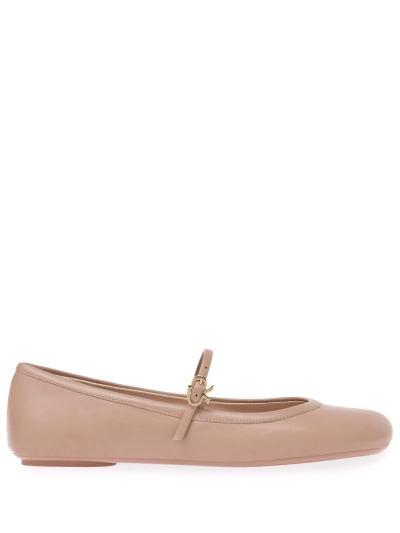 Gianvito Rossi Carla leather ballerina shoes - Neutrals von Gianvito Rossi