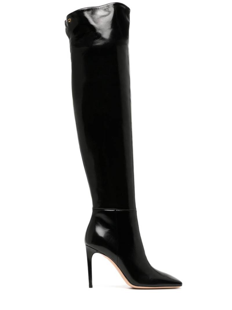 Gianvito Rossi Christina Cuissard 95mm leather boots - Black von Gianvito Rossi