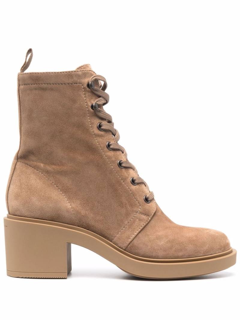 Gianvito Rossi Foster 45mm suede lace-up boots - Neutrals von Gianvito Rossi