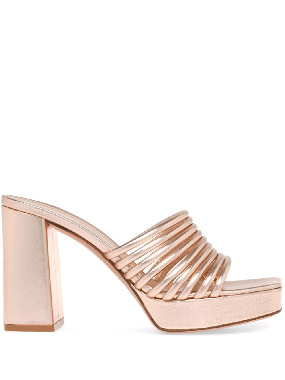 Gianvito Rossi Lena 70mm metallic leather mules - Neutrals von Gianvito Rossi