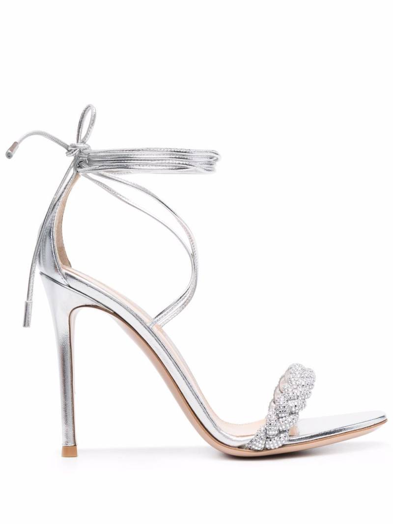 Gianvito Rossi Leomi Crystal 105mm braided sandals - Silver von Gianvito Rossi