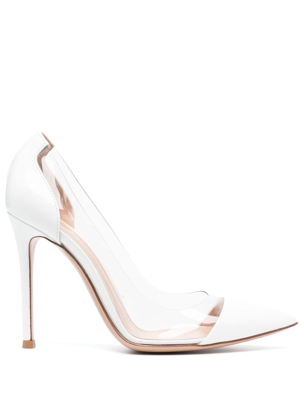 Gianvito Rossi Plexi 105mm patent leather pumps - White von Gianvito Rossi