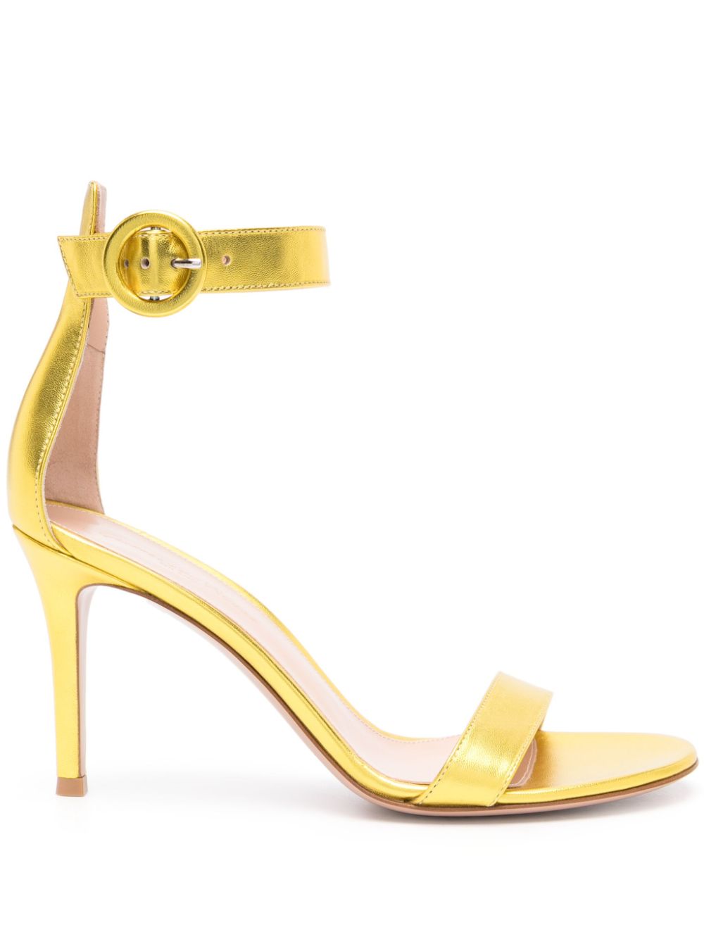 Gianvito Rossi Portofino 85mm metallic-leather sandals - Yellow von Gianvito Rossi