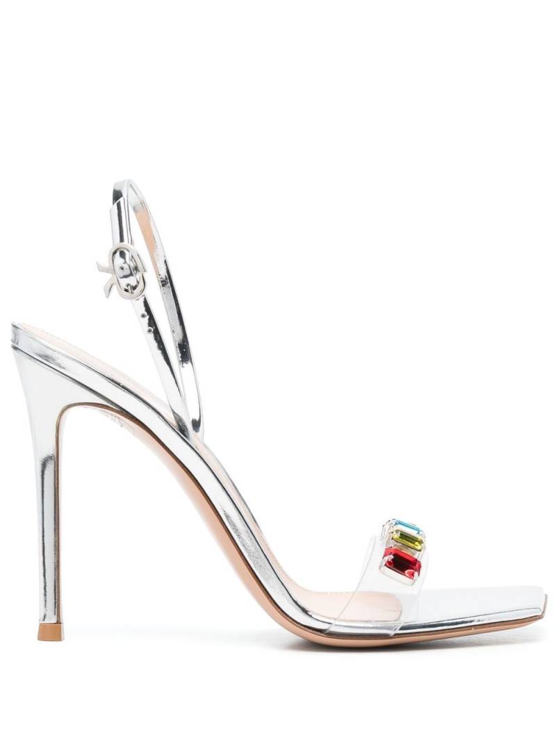 Gianvito Rossi Ribbon Candy 105mm crystal-embellished sandals - Silver von Gianvito Rossi