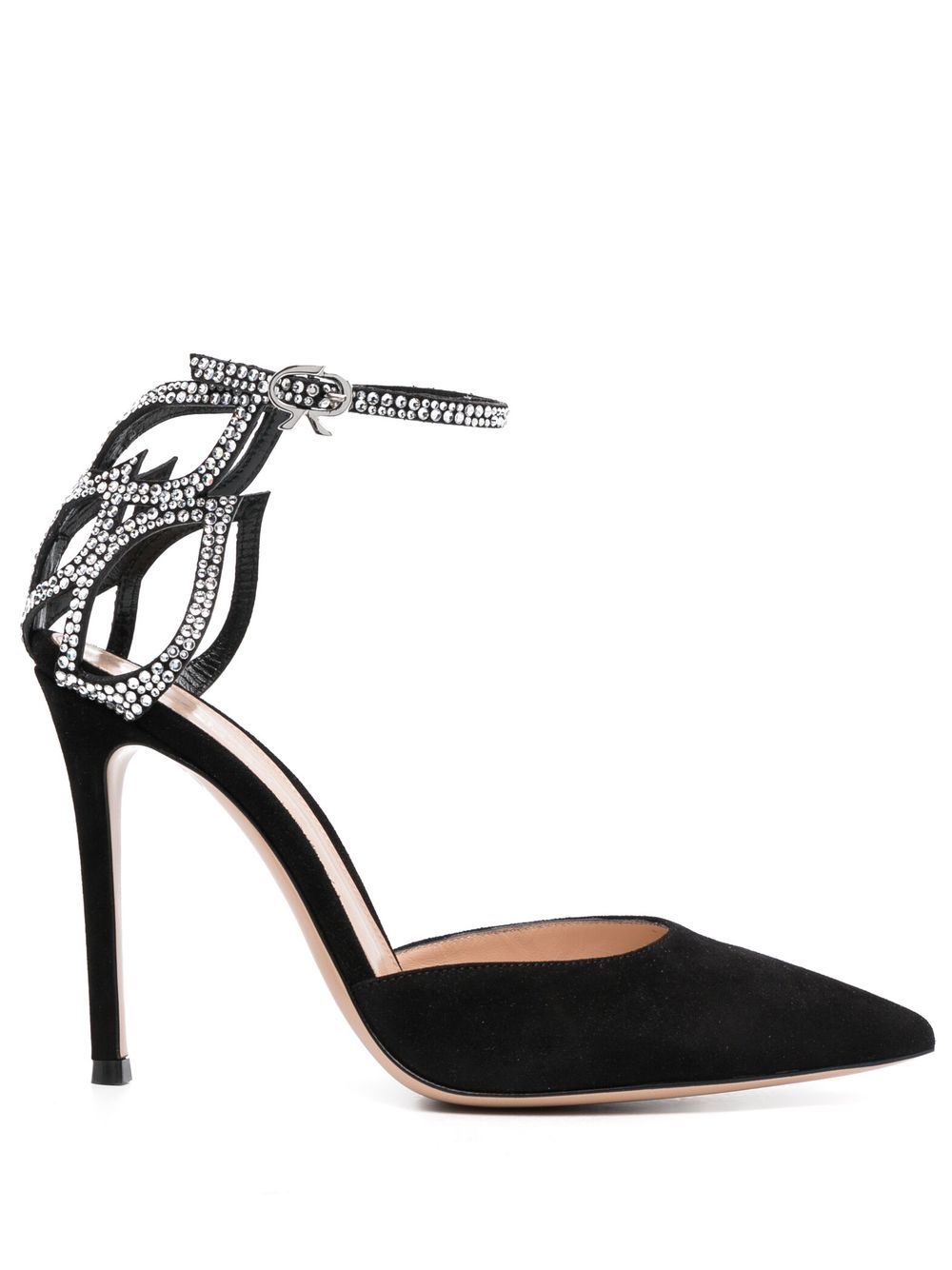 Gianvito Rossi Crystal Fleur 105mm suede pumps - Black von Gianvito Rossi