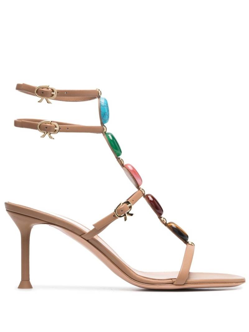 Gianvito Rossi jewelled T-strap sandals - Neutrals von Gianvito Rossi