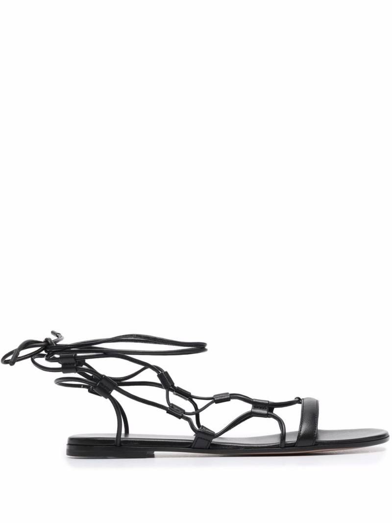 Gianvito Rossi lace-up leather sandals - Black von Gianvito Rossi