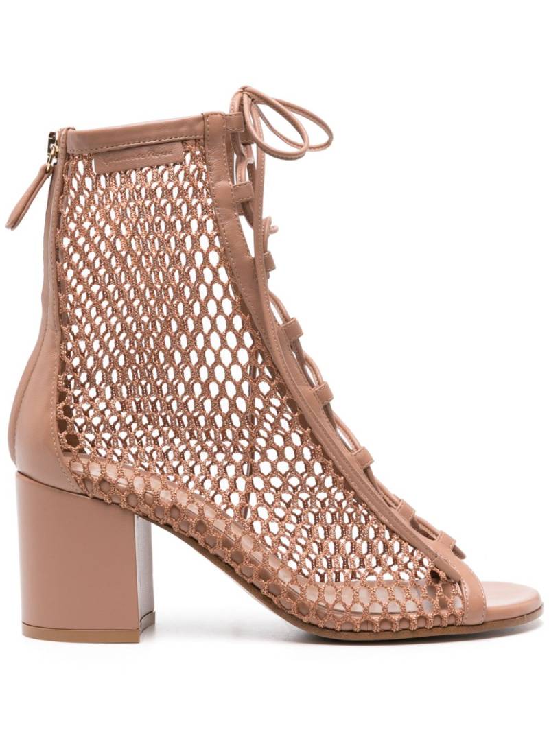 Gianvito Rossi open-knit lace-up sandals - Pink von Gianvito Rossi