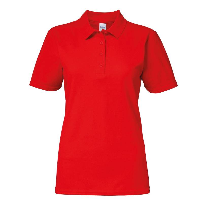 Softstyle Kurzarm Doppel Pique Polo Shirt Damen Rot Bunt L von Gildan