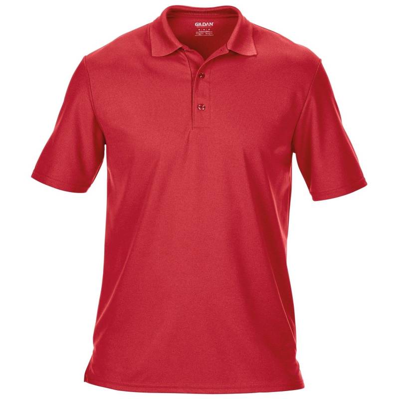 Performance Sport Double Pique Poloshirt Herren Rot Bunt S von Gildan