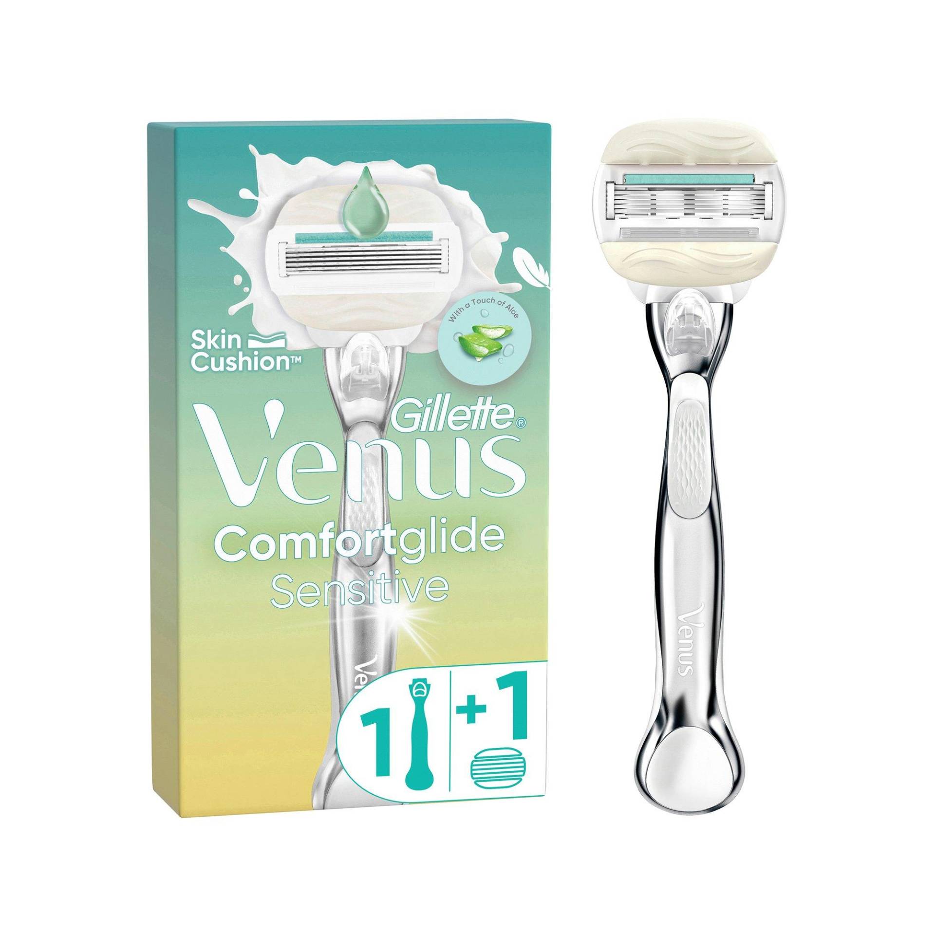 Gillette Venus - ComfortGlide 5 Sensitive, Rasierer Damen + 1 Ersatzklingen, pezzo von Gillette Venus