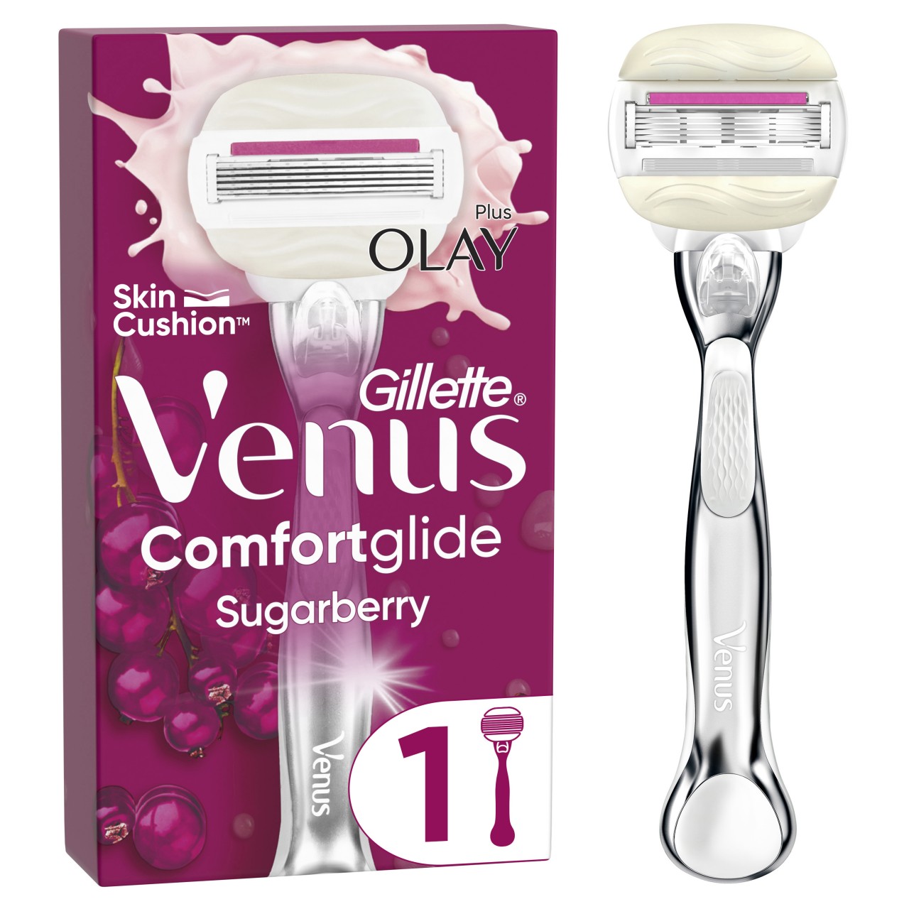 Gillette - Comfortglide Sugarberry Platinum Rasierapparat mit 1 Klinge von Gillette Venus